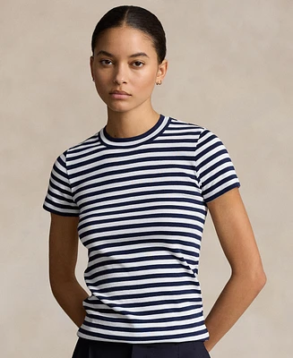 Polo Ralph Lauren Women's Striped Ribbed Cotton Crewneck Tee