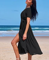 Cupshe Women's Swaying Tides Black Cover-Up Midi Beach Dress