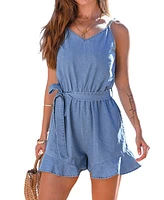 Cupshe Women's Simple Charm Blue Romper