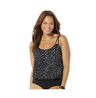 Swimsuits for All Plus Loop Strap Blouson Tankini Top