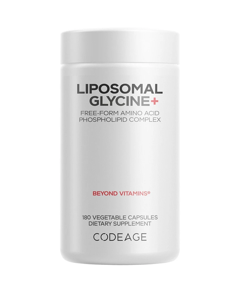 Codeage Liposomal Glycine+ Supplement - Free-Form Glycine 1,500 mg with Liposomal Delivery - 2-Month Supply - Amino Acid Capsules - Protein Support