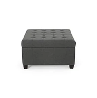 Storage Ottoman with Button-Tufted Lid, Upholstered Square Bench for Living Room, Bedroom, Entryway-The Pop Home