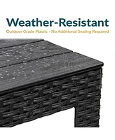 Square Patio Side Table - 16.75" Outdoor End Table - Weather-Resistant - Set of