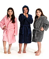 Linum Home Kids Super Plush Double Brushed Hooded Polyester Bathrobe