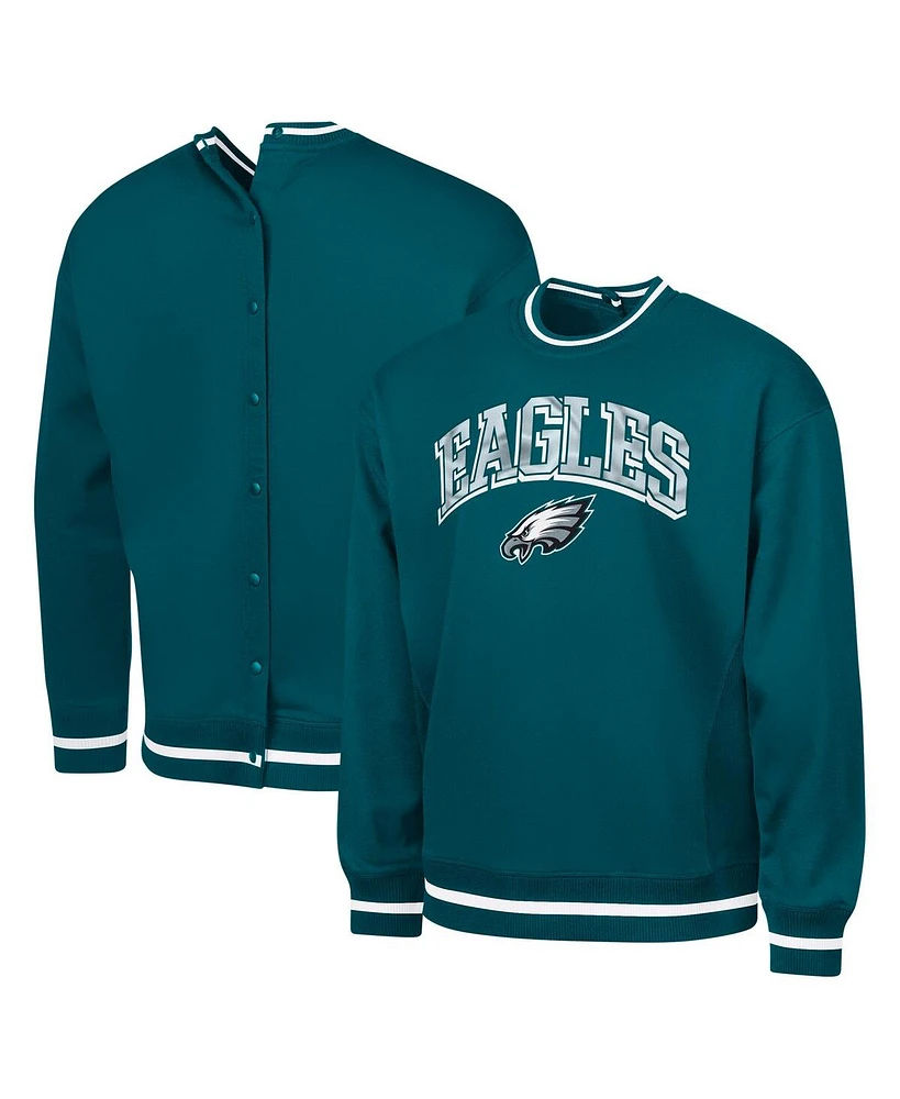 G-iii Sports by Carl Banks Men's Midnight Green Philadelphia Eagles Adaptive Blocker Fleece Pullover Sweatshirt