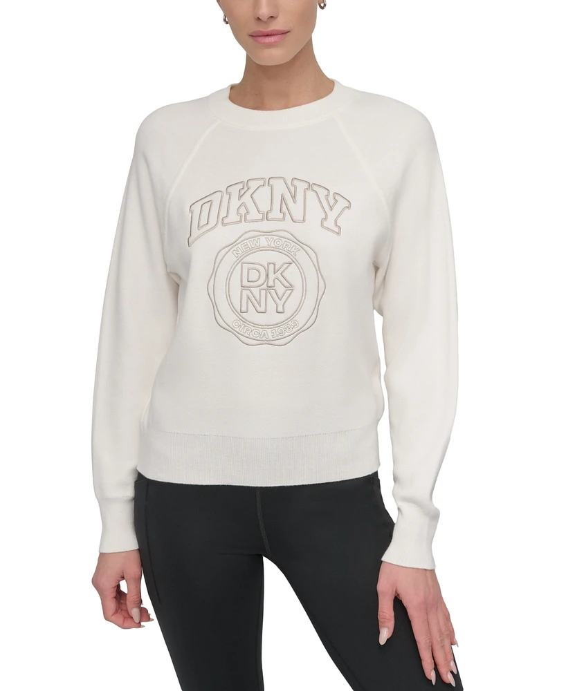 Dkny Sport Women's Varsity Embroidery Raglan-Sleeve Top