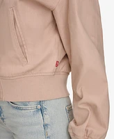Levi's Women's Ribbed-Edge Cropped Denim Bomber Jacket