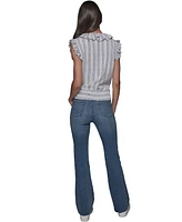Karl Lagerfeld Paris Women's Ruffle-Trim Striped Top