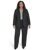 Calvin Klein Plus Windowpane Belted Jacket