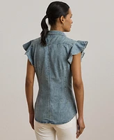 Lauren Ralph Women's Denim Flutter-Sleeve Shirt