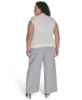 Calvin Klein Plus Cable Knit Cap Sleeve Sweater