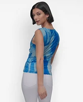 Dkny Women's Sleeveless Printed Surplice Top