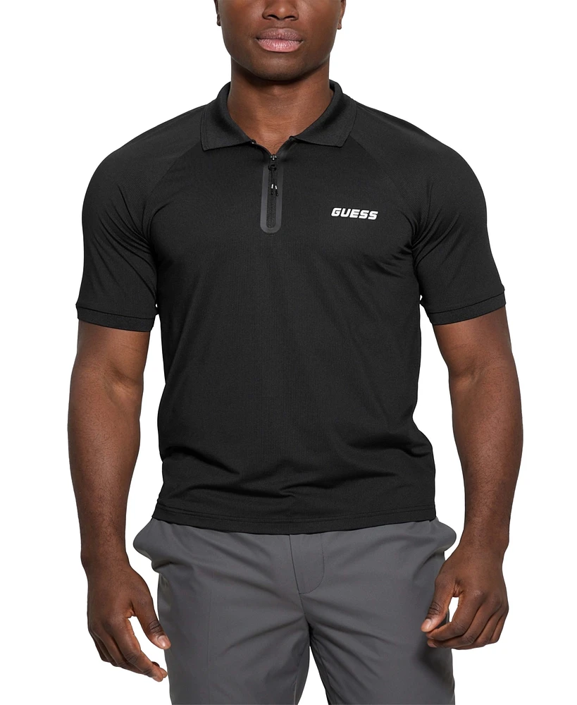 Guess Men's Jaiss Slim-Fit Short Sleeve Quarter-Zip Polo Shirt
