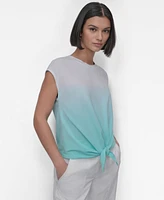 Dkny Women's Sleeveless Ombre Tie-Front Blouse