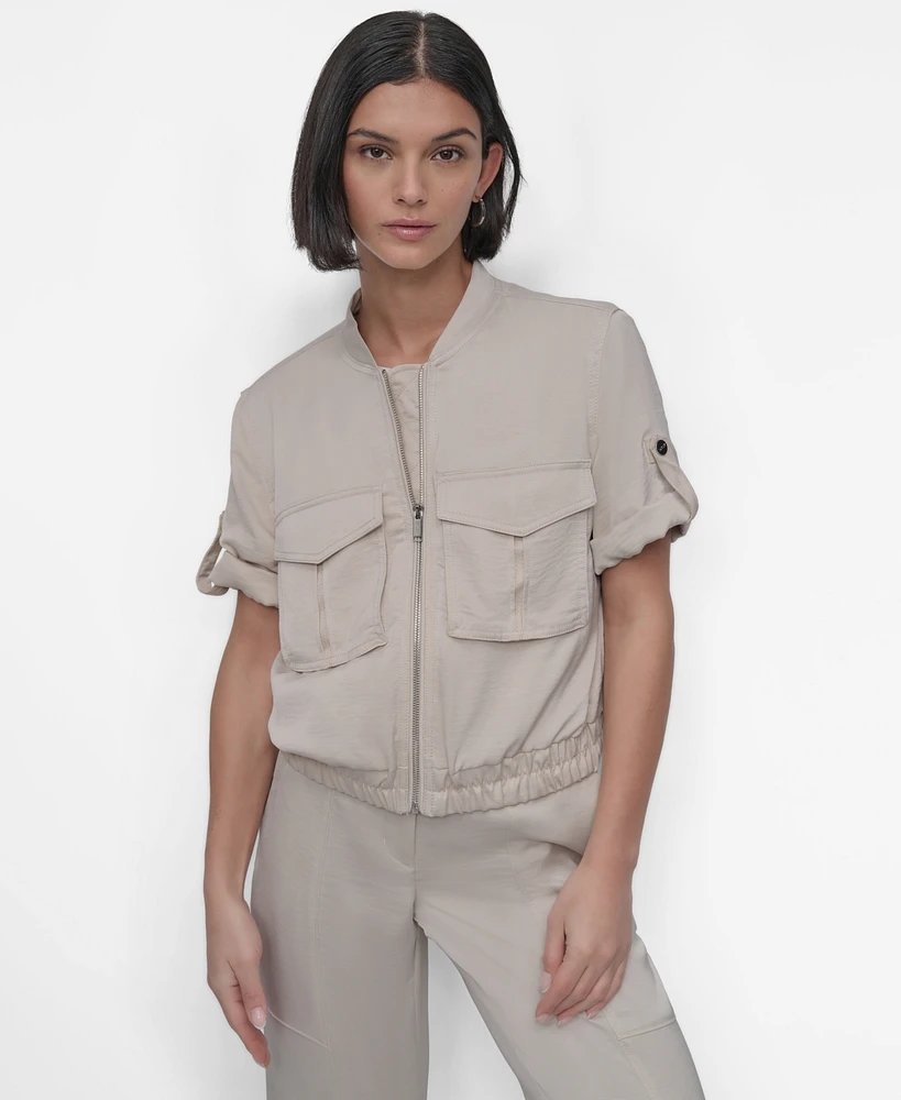 Dkny Women's Short-Sleeve Zip-Front Jacket
