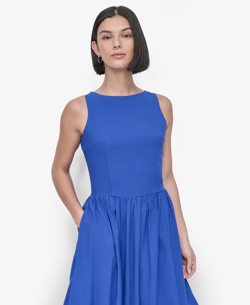 Dkny Women's Sleeveless Boat-Neck Midi Dress