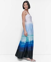 Dkny Women's Sleeveless Printed Satin Maxi Dress
