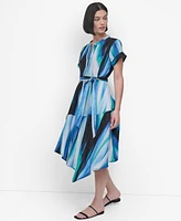 Dkny Women's Short-Sleeve Asymmetric Midi Dress