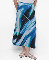 Dkny Women's Printed Fringe-Seam Midi Skirt