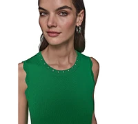 Karl Lagerfeld Paris Women's Scallop-Edge Sleeveless Sweater