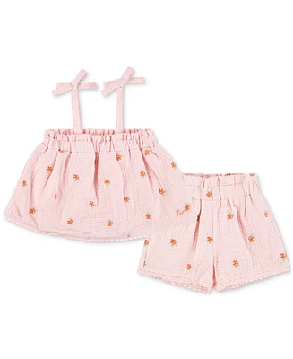 Levi's Baby Girls Cotton Tie-Detail Tank Top & Shorts, 2 Piece Set