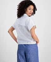 Charter Club Petite Linen Tie-Front Top, Exclusively at Macy's