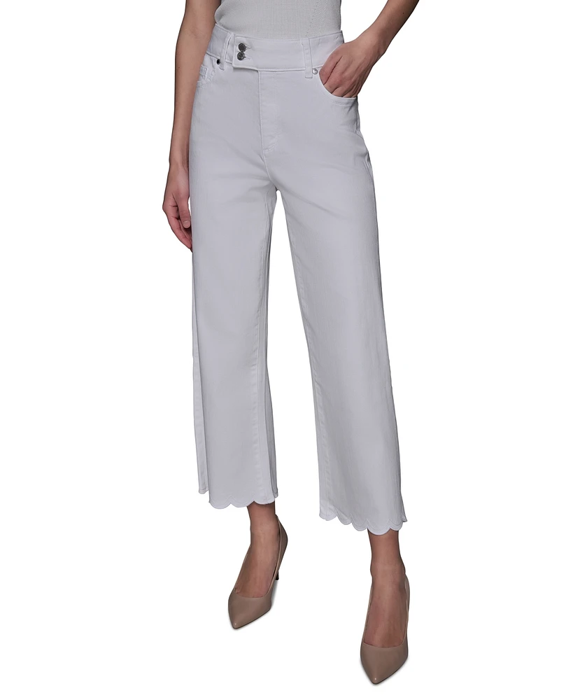 Karl Lagerfeld Paris Women's Scalloped-Edge Cropped Jeans