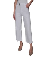 Karl Lagerfeld Paris Women's Scalloped-Edge Cropped Jeans