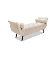 64 Inch Tufted Velvet Entryway Bench, Upholstered Bedroom Bench with Bolster Pillows & Wood Legs-The Pop Home