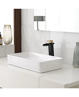 Waterfall Single Hole Single Handle Bathroom Vessel Sink Faucet With Pop-up Drain Assembly in Matte Black