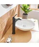 Waterfall Single Hole Single-Handle Vessel Bathroom Faucet With Pop-up Drain Assembly in Oil Rubbed Bronze