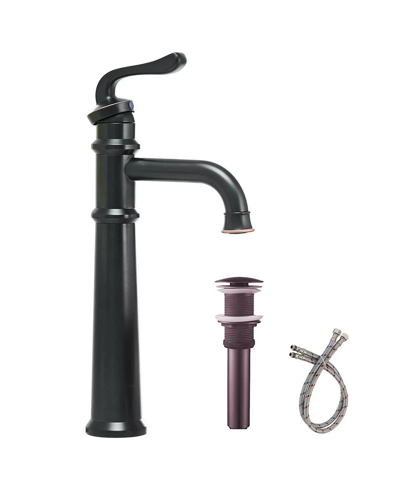 Waterfall Single Hole Single-Handle Vessel Bathroom Faucet With Pop-up Drain Assembly in