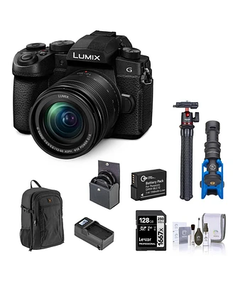 Panasonic Lumix G95 Mirrorless Camera with Lumix G Vario 12-60mm f/3.5-5.6 Mft Lens Bundle with 128GB Memory Card, Backpack, Extra Battery, Charger, M