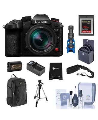 Panasonic Lumix GH7 Camera with Lumix G Leica Dg Vario-Elmarit 12-60mm f/2.8-4 Lens, Bundle with 128GB Memory Card, Al 3-Section Tripod, Shotgun Micro