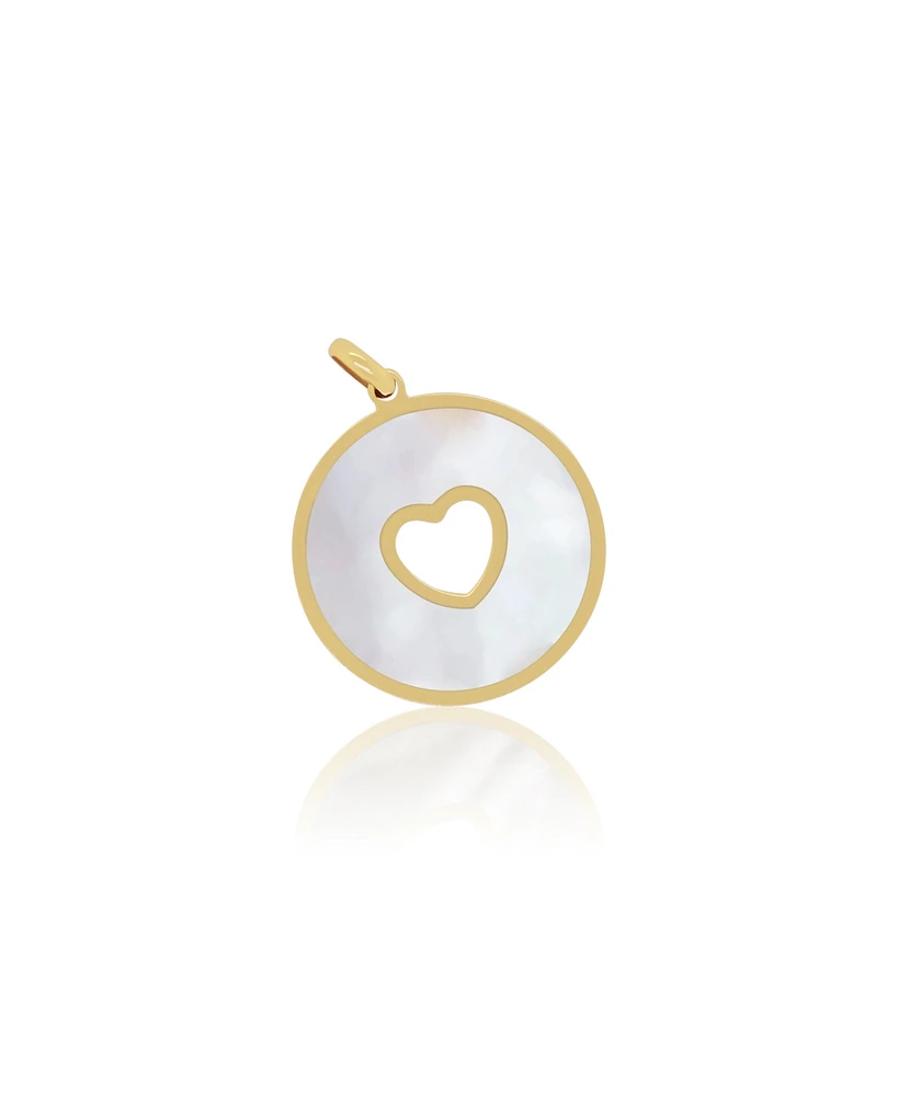 The Lovery Mother of Pearl Donut Heart Charm 14K Gold