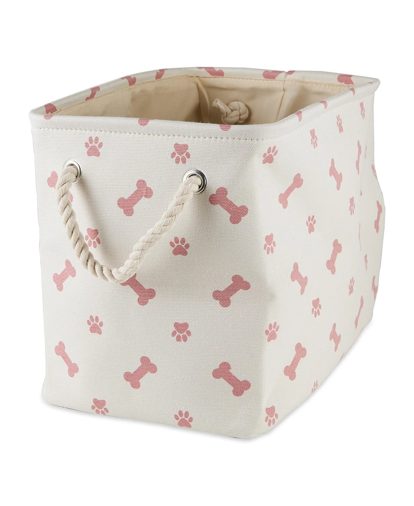 Bone Dry Collapsible Pet Storage Bin with Rope Handles Paw/Bone Print