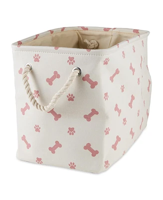 Bone Dry Collapsible Pet Storage Bin with Rope Handles Paw/Bone Print