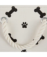 Bone Dry Collapsible Pet Storage Bin with Rope Handles Paw/Bone Print