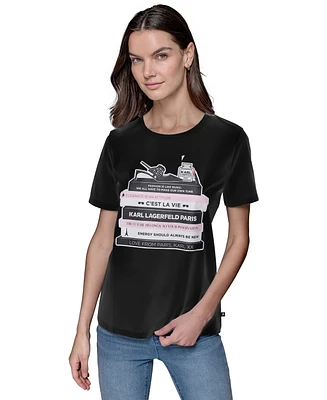 Karl Lagerfeld Paris Women's Karl's Library Crewneck Tee