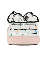 Peanuts Snoopy Christmas Dog House Pink 7.75" Dome Crossbody Bag