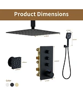 French Vernet Thermostatic Shower System - 3-Function Handheld Shower with Child Safety Lock
