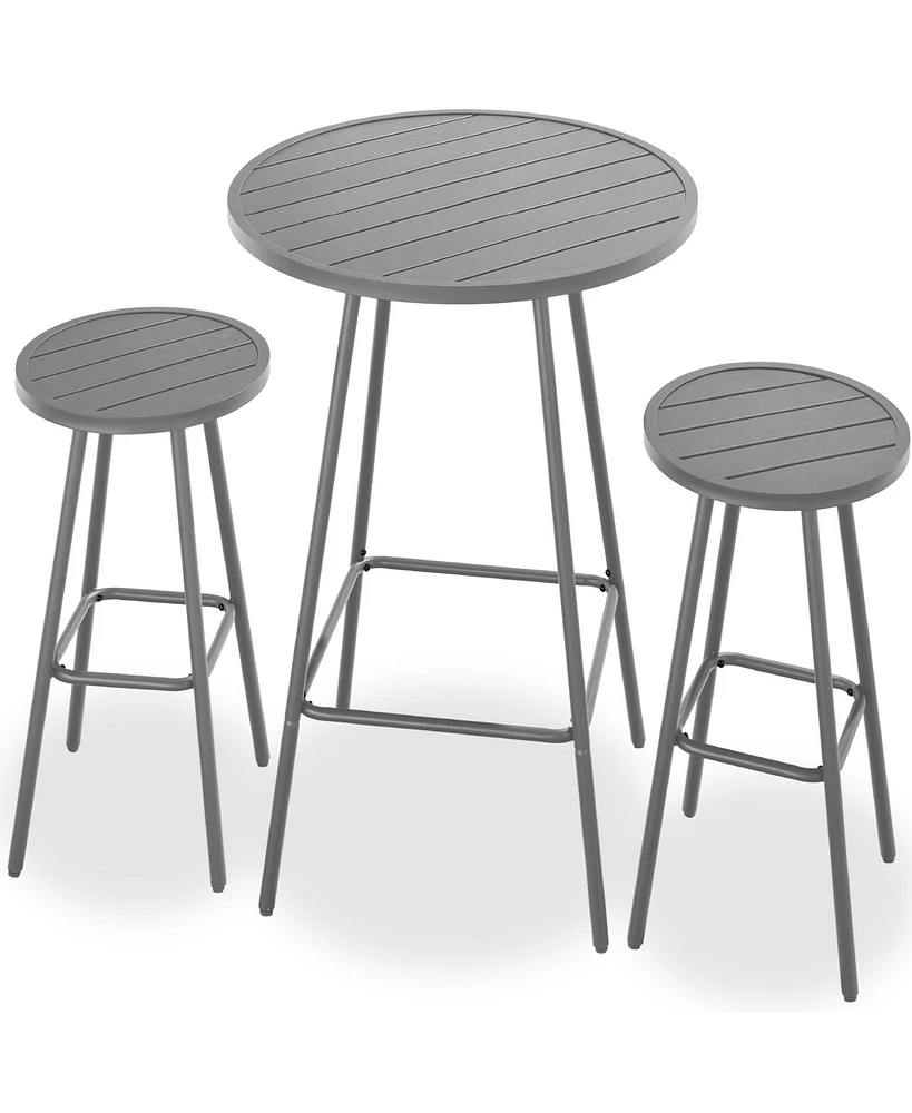 Best Choice Products 3-Piece Steel Patio Bar Height Round Bistro Set w/ Backless Stools