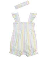 Little Me Baby Girls 2-Pc. Candy Stripe Bubble Romper & Headband Set