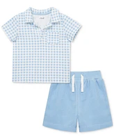 Little Me Baby Boys Gingham Terry Polo Top & Shorts, 2 Piece Set
