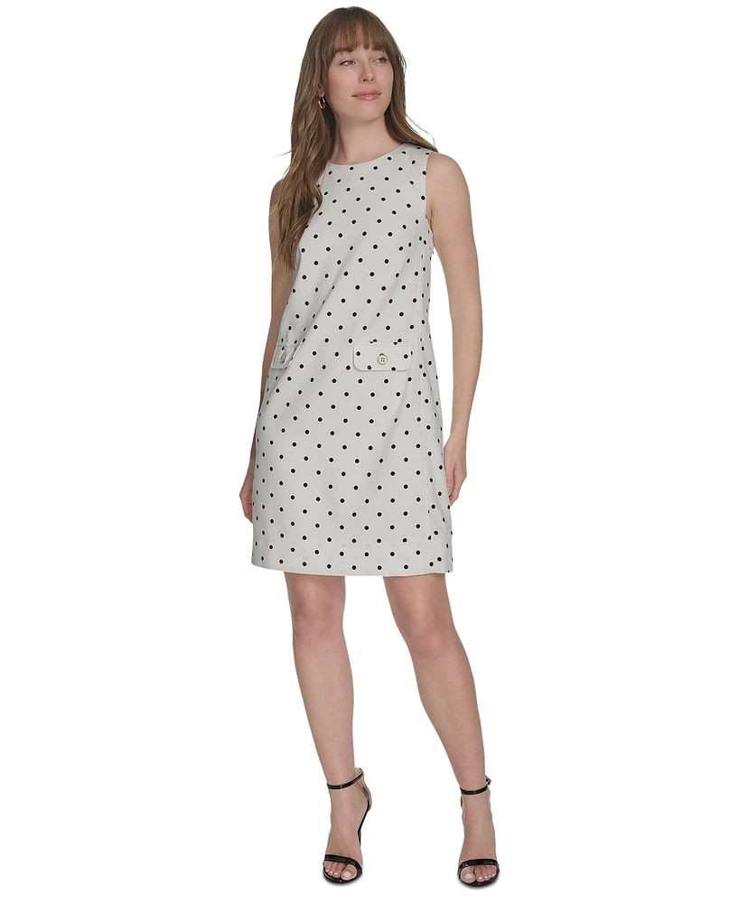 Tommy Hilfiger Women's Sleeveless Polka Dot Shift Dress