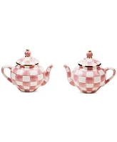 Mackenzie-Childs Rosy Check Teapot Salt & Pepper Set
