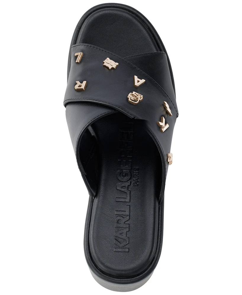 Karl Lagerfeld Paris Women's Caleigh X Band Wedge Sandals