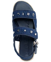 Karl Lagerfeld Paris Women's Charlay Studs Ankle-Strap Espadrille Flat Sandals