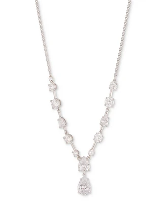 Givenchy Silver-Tone Mixed Cubic Zirconia Lariat Necklace, 16" + 3" extender