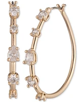 Givenchy Gold-Tone Cubic Zirconia Oval Hoop Earrings